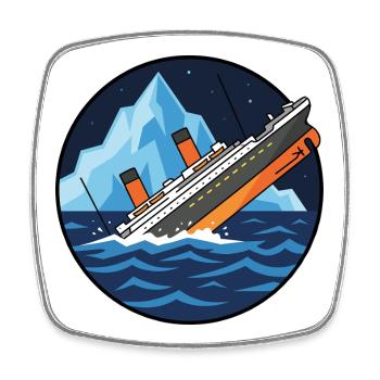 Titanic Schiff Eisberg Illustration - Magnet carré - blanc - Devant