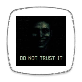 Vertraue dem Glitch Horror nicht - Viereckiger Kühlschrankmagnet - Weiß - Vorne
