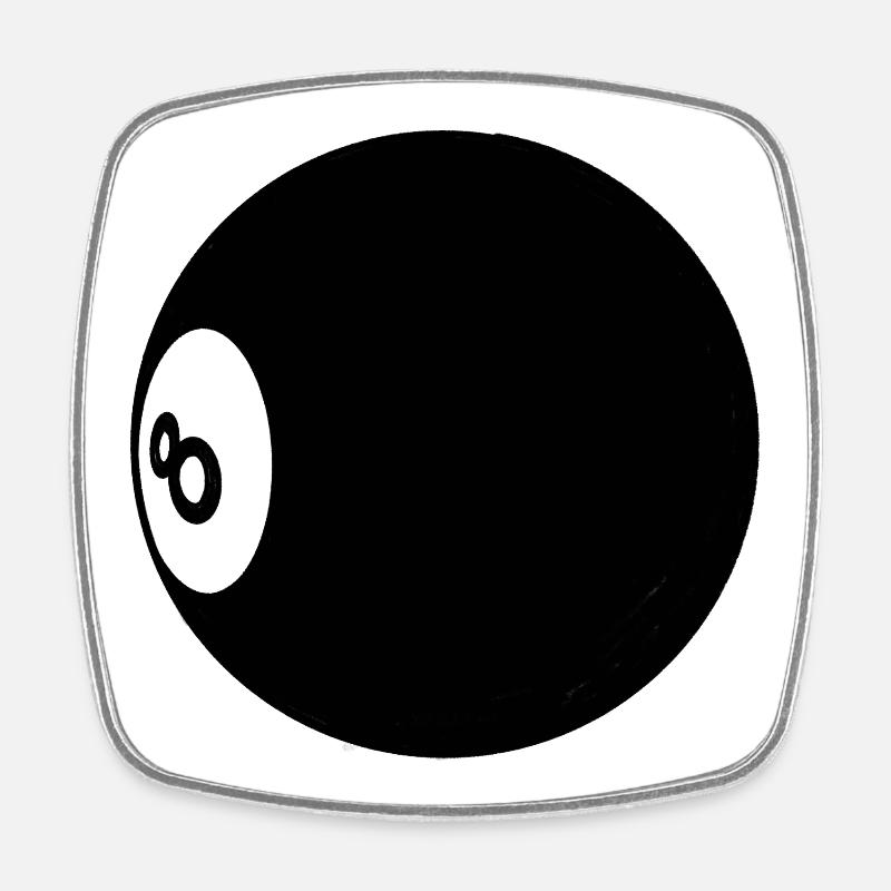 Billiard Ball Number 8 Pool - Illustration - Square fridge magnet - white