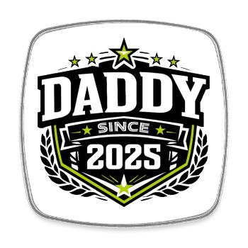 Papa seit 2025 – Proud Dad Design - Viereckiger Kühlschrankmagnet - Weiß - Vorne