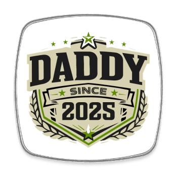 Papa seit 2025 – Proud Dad Design - Viereckiger Kühlschrankmagnet - Weiß - Vorne