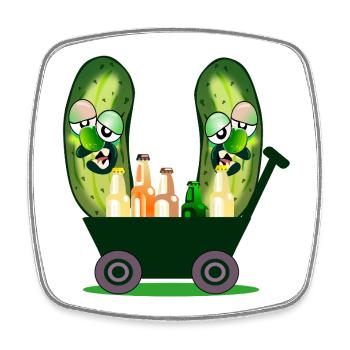 Handkarren-Gartenarbeit Camping Gurken - Viereckiger Kühlschrankmagnet - Weiß - Vorne