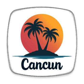 Souvenir de Noël des palmiers rétro de Cancun - Magnet carré - blanc - Devant