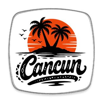 Souvenir de Noël des palmiers rétro de Cancun - Magnet carré - blanc - Devant