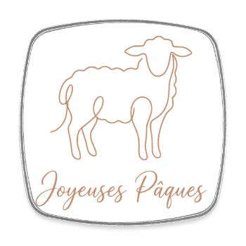 Joyeuses Pâques , Süßes Lämmchen Oster Shirt, Bag - Viereckiger Kühlschrankmagnet - Weiß - Vorne