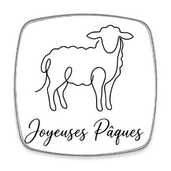 Joyeuses Pâques , Süßes Lämmchen Oster Shirt, Bag - Viereckiger Kühlschrankmagnet - Weiß - Vorne