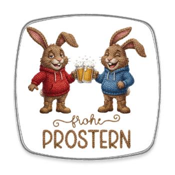 Frohe Prostern Hasen Bier Osterhasen Prosterhase - Viereckiger Kühlschrankmagnet - Weiß - Vorne