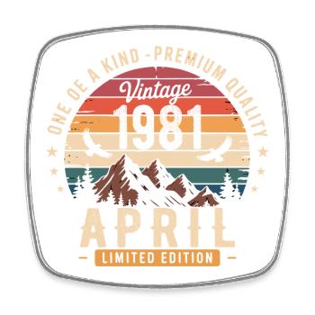 Vintage Anniversary April 1981 April 1981 - Square fridge magnet - white - Front