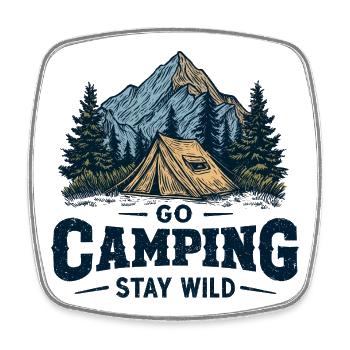 Camping Abenteuer Spruch Go Camping Stay Wild Camp - Viereckiger Kühlschrankmagnet - Weiß - Vorne
