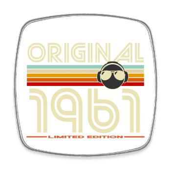 Originales Retro-Helm-T-Shirt von 1961 - Viereckiger Kühlschrankmagnet - Weiß - Vorne