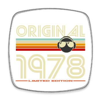 Originaler Retro-Helm von 1978 - Viereckiger Kühlschrankmagnet - Weiß - Vorne