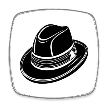 Chapeau de Gangster - Magnet carré - blanc - Devant
