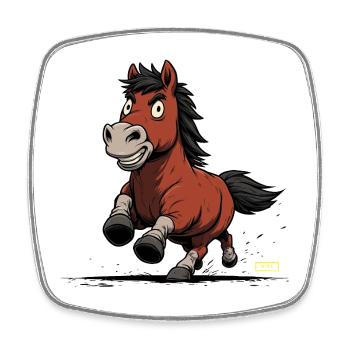 Running Pony Caricature - Square fridge magnet - white - Front