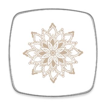 Beige Mandala Lace Pattern - Square fridge magnet - white - Front