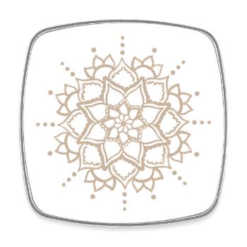 Beige Mandala-Blüte - Viereckiger Kühlschrankmagnet - Weiß - Vorne