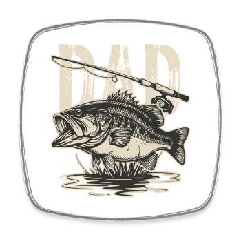 Vintage Bass Fisch-Illustration - Viereckiger Kühlschrankmagnet - Weiß - Vorne