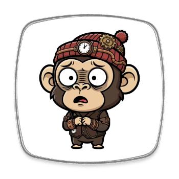 Singe Inventeur Steampunk Bonnet à Horloge - Magnet carré - blanc - Devant