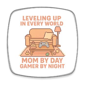 Pixel Gamer Mom: Leveling Up Everyday - Viereckiger Kühlschrankmagnet - Weiß - Vorne