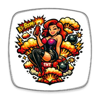 Explosive woman - Square fridge magnet - white - Front