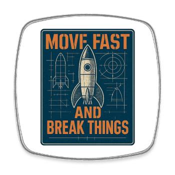Rocket Symbol: Act Fast - Square fridge magnet - white - Front