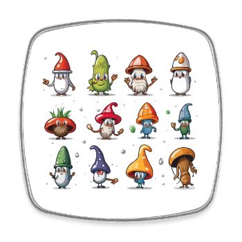 Parade des Gnomes Champignons - Magnet carré - blanc - Devant