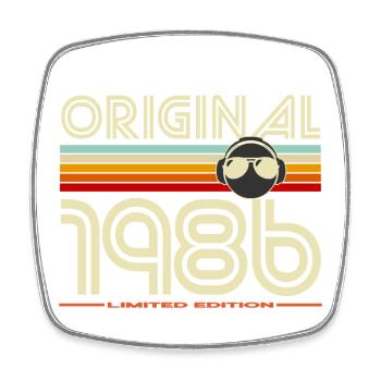 Originale Retro-Edition von 1986 - Viereckiger Kühlschrankmagnet - Weiß - Vorne