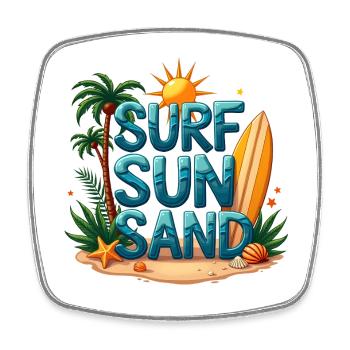 Surfing Sun Sand Beach Design - Square fridge magnet - white - Front