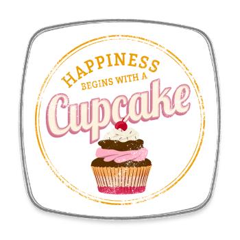 Cupcake Dessert Koch Vintage Kuchen Retro Design - Viereckiger Kühlschrankmagnet - Weiß - Vorne