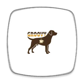  Groovy Hund Kaffee Retro 70s - Viereckiger Kühlschrankmagnet - Weiß - Vorne