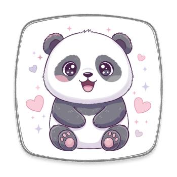Panda Kawaii avec des cœurs - Magnet carré - blanc - Devant