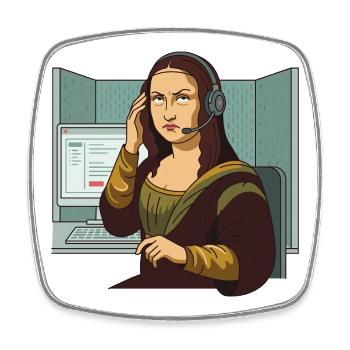 Mona Lisa Büro genervt Humor - Viereckiger Kühlschrankmagnet - Weiß - Vorne