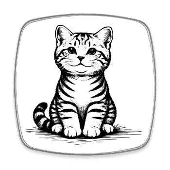 Katzenbaby_sitzend - Viereckiger Kühlschrankmagnet - Weiß - Vorne