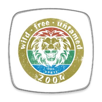 22e anniversaire Sauvage, libre et indompté depuis 04/2004 - Magnet carré - blanc - Devant