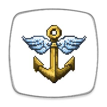 Retro Pixel Art Winged Anchor - Viereckiger Kühlschrankmagnet - Weiß - Vorne