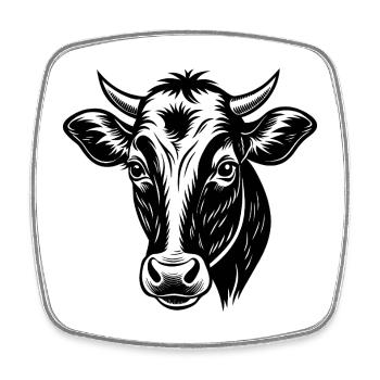 Tête de vache - Magnet carré - blanc - Devant