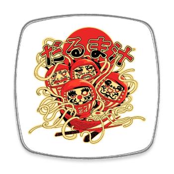 Daruma en soupe - Magnet carré - blanc - Devant