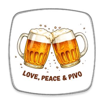 Avec amour-_Paix_-_Bier - Magnet carré - blanc - Devant