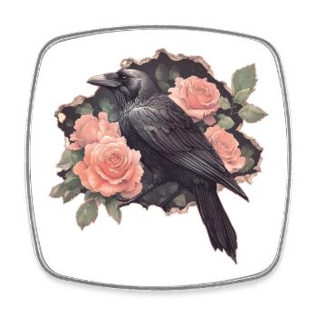 Raven with roses - Square fridge magnet - white - Front