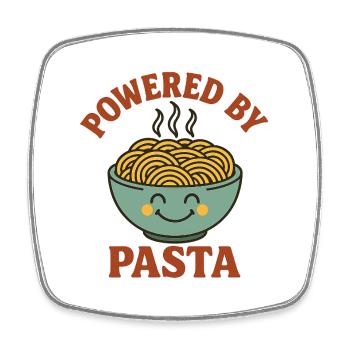 Powered By Pasta – Chemise drôle pour les amateurs de nouilles - Magnet carré - blanc - Devant