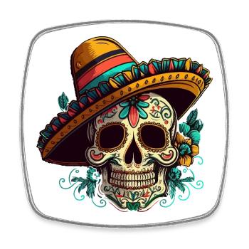 Zuckerschädelblume Dia de Los Muertos - Viereckiger Kühlschrankmagnet - Weiß - Vorne