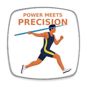 Power meets precision - javelin throw - Square fridge magnet - white - Front