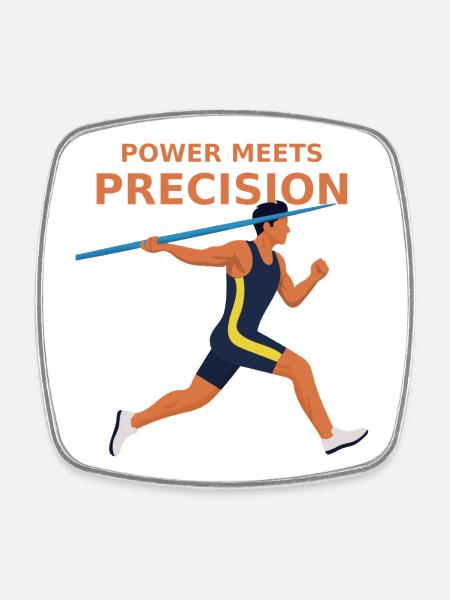 La puissance rencontre la précision - lancer de javelot - Magnet carré - blanc