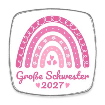 Große Schwester 2027 Regenbogen rosa - Viereckiger Kühlschrankmagnet - Weiß - Vorne
