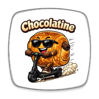 Chocolatine-Roller - Viereckiger Kühlschrankmagnet - Weiß - Vorne