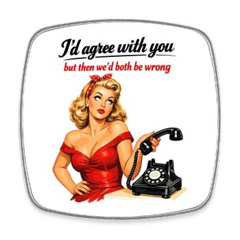Pin-up Girl: Sarkasmus & Augenrollen Retro-Stil - Viereckiger Kühlschrankmagnet - Weiß - Vorne