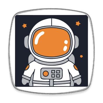 Frenchie Astronaut Weltraum Bunt - Viereckiger Kühlschrankmagnet - Weiß - Vorne