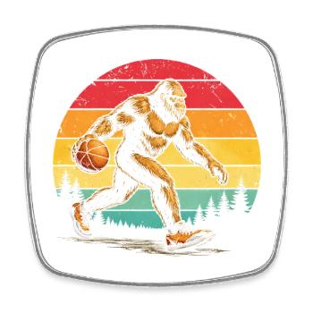 Bigfoot Sasquatch Big Foot Basketball - Square fridge magnet - white - Front