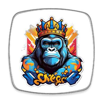 Blauer Gorilla gekrönte Graffiti - Viereckiger Kühlschrankmagnet - Weiß - Vorne