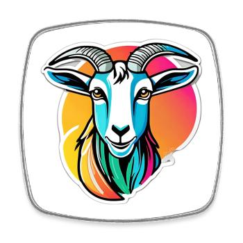 Colorful Rainbow Goat - Square fridge magnet - white - Front