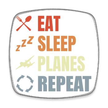 Eat Sleep Planes Repeat - Viereckiger Kühlschrankmagnet - Weiß - Vorne